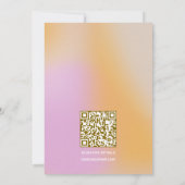 Retro Groovy Bold Pink Orange Gradient Wedding QR セーブザデート (裏面)
