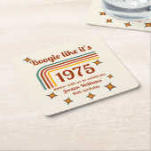 Retro Groovy Boogie Simple Dance 50th Birthday スクエアペーパーコースター (アングル)