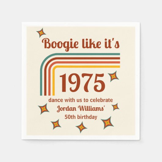 Retro Groovy Boogie Simple Dance 50th Birthday スタンダードカクテルナプキン (正面)