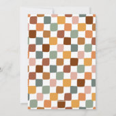 Retro Groovy Checkered Family Photo Fun Christmas シーズンカード (裏面)