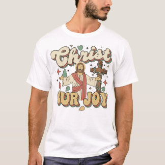 Retro Groovy Christ Our Joy Christmas T-Shirt Tシャツ