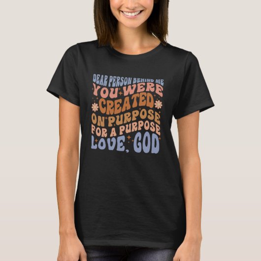 Retro Groovy Christian Love God Trendy Dear Person Tシャツ (正面)