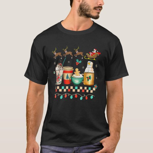 Retro Groovy Christmas Coffee Women Winter Cozy Xm Tシャツ (正面)