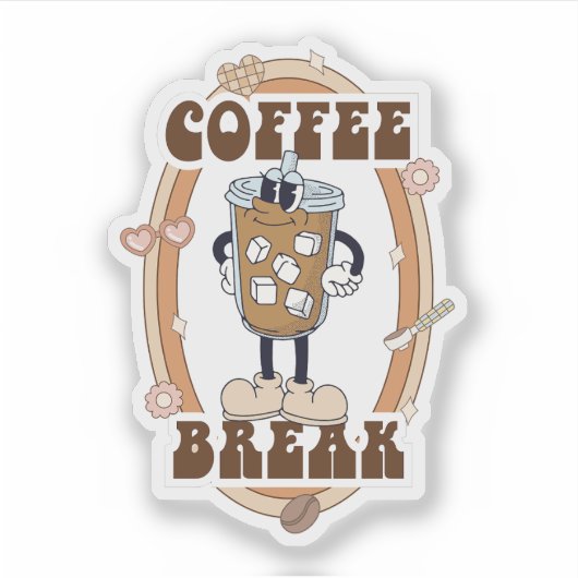 Retro Groovy Coffee Break シール (正面)