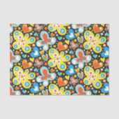Retro Groovy Colorful Butterfly Heart Pattern 薄葉紙 (正面)