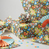 Retro Groovy Colorful Butterfly Heart Pattern 薄葉紙