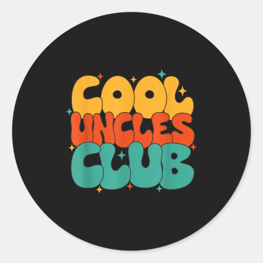 Retro Groovy Cool Uncles Club Funny New Uncle  ラウンドシール (正面)