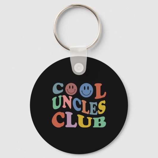 Retro Groovy Cool Uncles Club Smile Face Funny New キーホルダー (正面)
