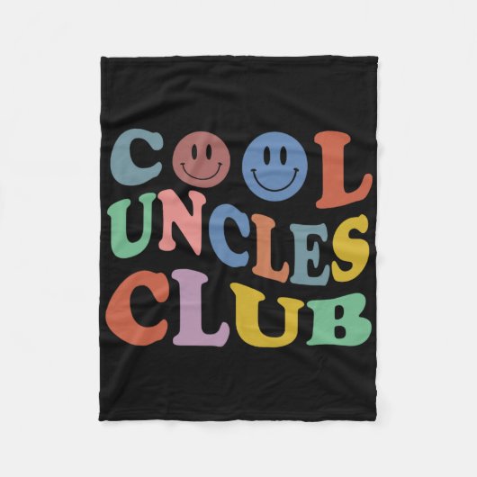 Retro Groovy Cool Uncles Club Smile Face Funny New フリースブランケット (正面)