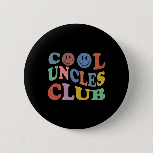 Retro Groovy Cool Uncles Club Smile Face Funny New 缶バッジ (正面)