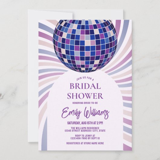 Retro Groovy Disco Bridal Shower 招待状 (正面)