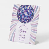 Retro Groovy Disco Bridal Shower Welcome 台座サイン (正面)