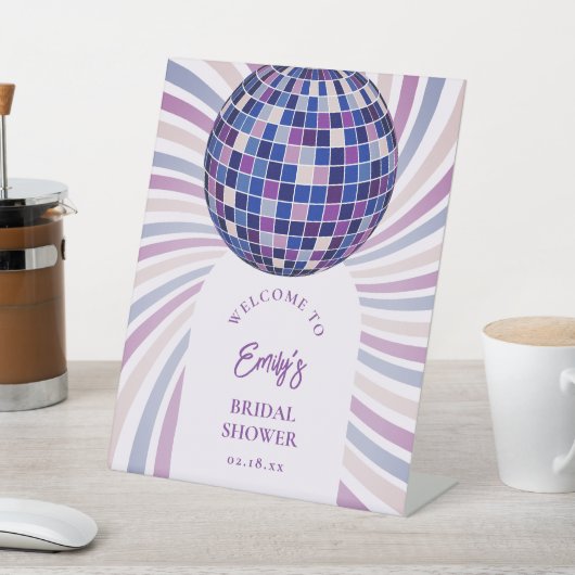 Retro Groovy Disco Bridal Shower Welcome 台座サイン (インサイチュ)