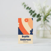 Retro Groovy Floral Business Card with QR Code 名刺 (スタンド正面)