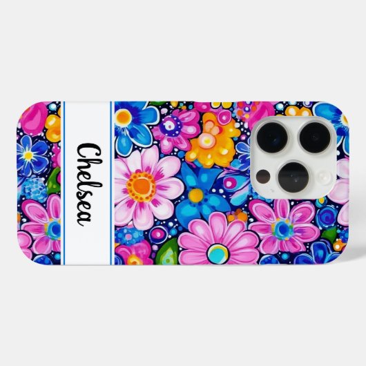Retro Groovy Floral Personalized Case-Mate iPhoneケース (裏面 (横))