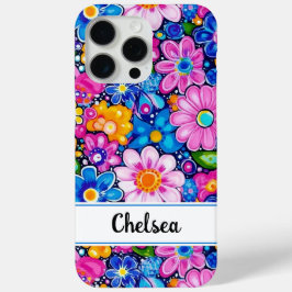 Retro Groovy Floral Personalized iPhone 15 Pro Maxケース