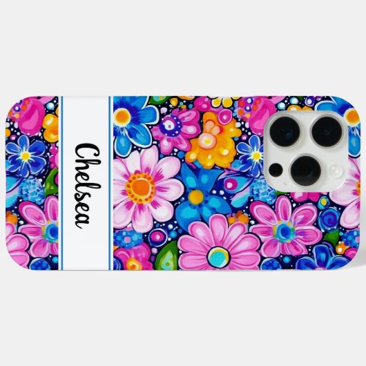 Retro Groovy Floral Personalized Case-Mate iPhoneケース (裏面 (横))