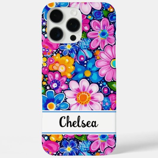 Retro Groovy Floral Personalized Case-Mate iPhoneケース (裏面)