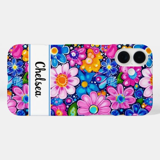 Retro Groovy Floral Personalized Case-Mate iPhoneケース (裏面 (横))