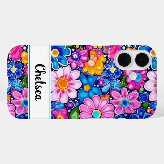 Retro Groovy Floral Personalized Case-Mate iPhoneケース (裏面 (横))