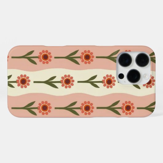 Retro Groovy Floral Phone Case iPhoneケース (裏面横)
