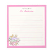 Retro Groovy Flowers Books Teacher Appreciation ノートパッド (正面)