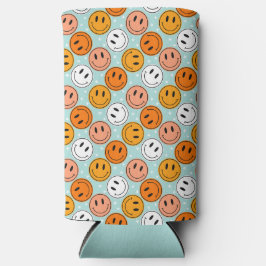 Retro groovy funny smile emoji Cooler スリム缶クーラー