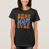 Retro Groovy Glow Best Mom Ever Wavy Hippie Boho 7 Tシャツ (正面)