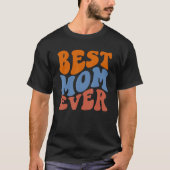 Retro Groovy Glow Best Mom Ever Wavy Hippie Boho 7 Tシャツ (正面)