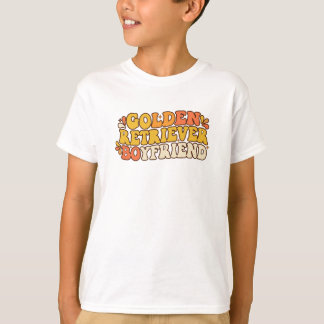 Retro Groovy Golden Retriever Boyfriend - 70s Typo Tシャツ