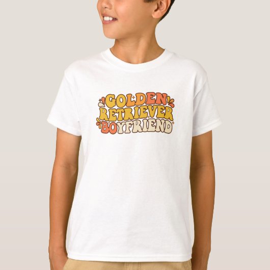 Retro Groovy Golden Retriever Boyfriend - 70s Typo Tシャツ (正面)