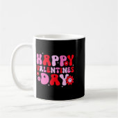 Retro Groovy Happy Valentines Day Hearts Love Wome コーヒーマグカップ (左)