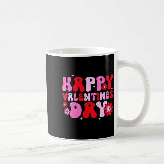 Retro Groovy Happy Valentines Day Hearts Love Wome コーヒーマグカップ (右)