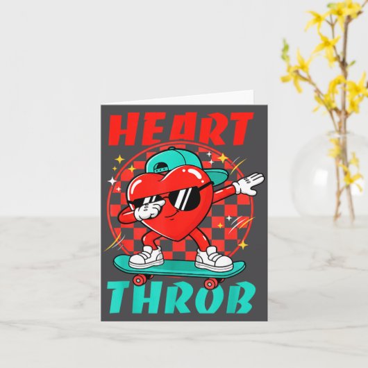 Retro Groovy Heart Throb Valentines Day Toddlers B カード (黄色い花)