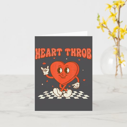 Retro Groovy Heart Throb Valentines Day Toddlers B カード (黄色い花)