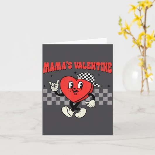 Retro Groovy Heart Throb Valentines Day Toddlers B カード (黄色い花)