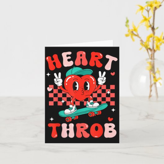 Retro Groovy Heart Throb Valentines Day Toddlers B カード (黄色い花)