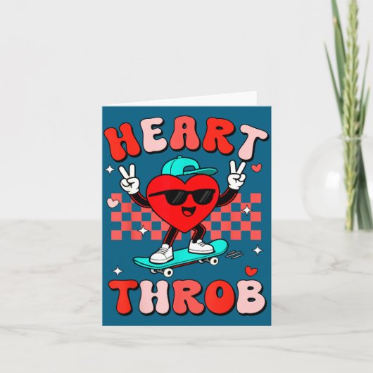 Retro Groovy Heart Throb Valentines Day Toddlers B カード (正面)