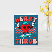 Retro Groovy Heart Throb Valentines Day Toddlers B カード (黄色い花)