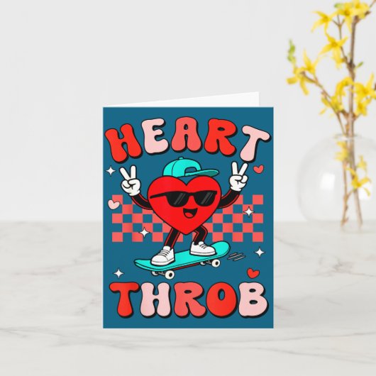 Retro Groovy Heart Throb Valentines Day Toddlers B カード (黄色い花)
