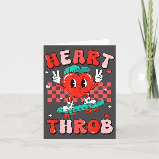Retro Groovy Heart Throb Valentines Day Toddlers B カード (正面)