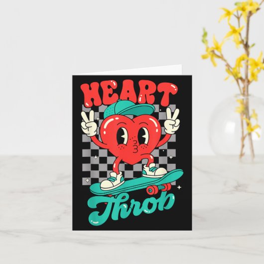 Retro Groovy Heart Throb Valentines Day Toddlers B カード (黄色い花)