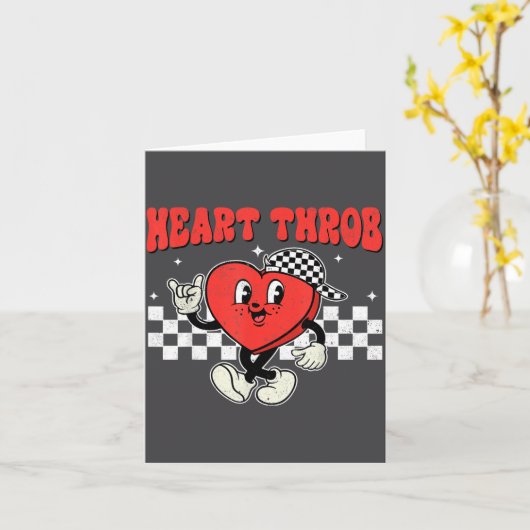 Retro Groovy Heart Throb Valentines Day Toddlers B カード (黄色い花)