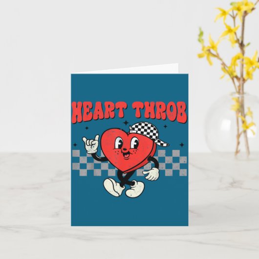 Retro Groovy Heart Throb Valentines Day Toddlers B カード (黄色い花)