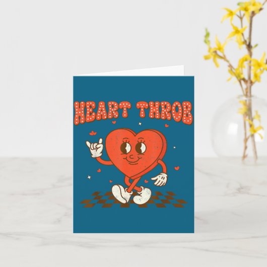 Retro Groovy Heart Throb Valentines Day Toddlers B カード (黄色い花)