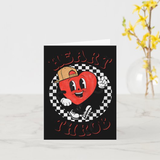 Retro Groovy Heart Throb Valentines Day Toddlers B カード (黄色い花)