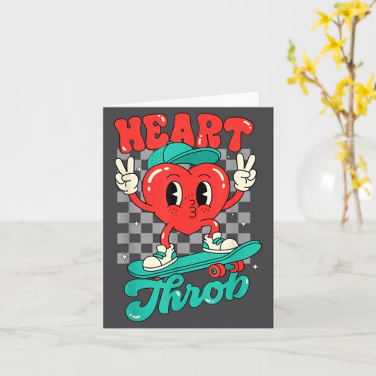 Retro Groovy Heart Throb Valentines Day Toddlers B カード (黄色い花)