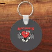 Retro Groovy Heart Throb Valentines Day Toddlers B キーホルダー (正面)