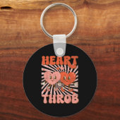 Retro Groovy Heart Throb Valentines Day Toddlers B キーホルダー (正面)