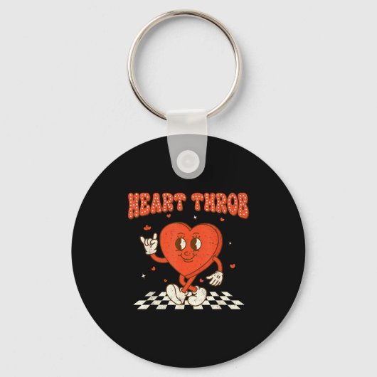 Retro Groovy Heart Throb Valentines Day Toddlers B キーホルダー (正面)